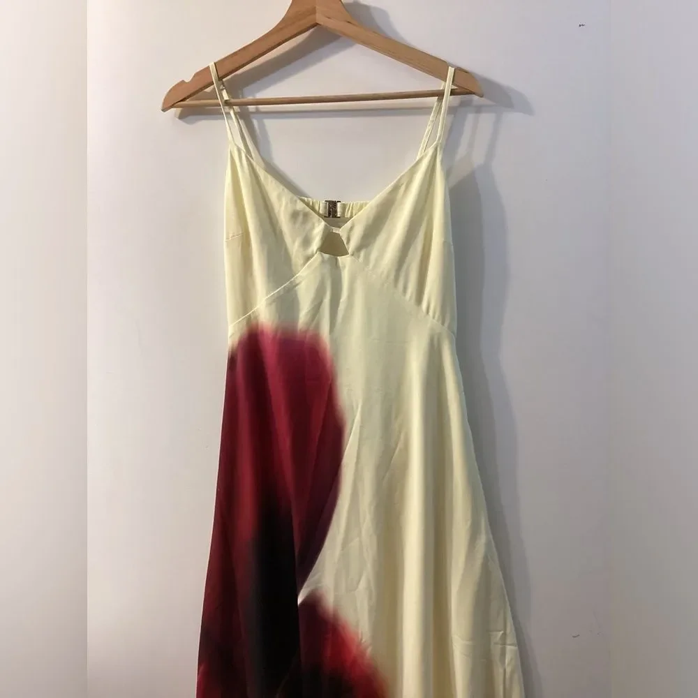 Abercrombie & Fitch Julia Slip Cutout Maxi Dress Sz L NWT Watercolor Print